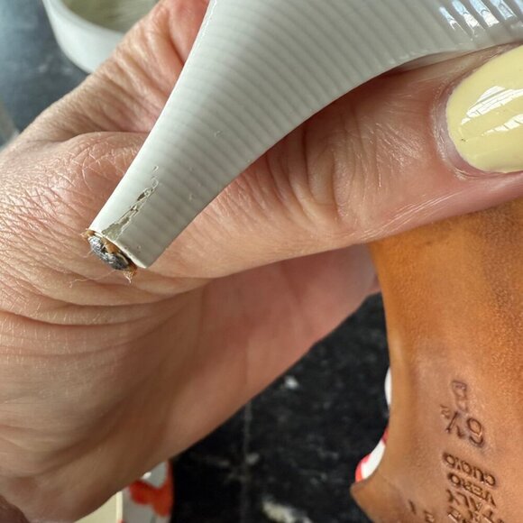 Casadei Retro White Open-Toe Mule Heels with Bow Detail Women's Size 6.5 - Picture 15 of 15